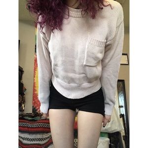 Light pink cropped pocket sweater